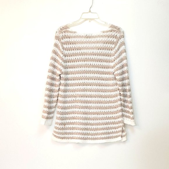 Dana Buchman Tan and White Openwork Pullover Sweater Size Large - Picture 5 of 5